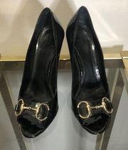 Gucci horse bit patent leather pump size 7.5