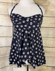 INC polka dot halter tankini top Size 8 navy/blue