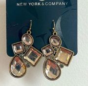 🆕 New York & Company golden gemstone pear round dangle hook earrings