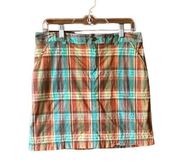 Vintage Summer Plaid Cotton Skirt/ Skort. Size 8