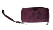 NEW TRAVELON Safe ID RFID Blocking Nylon Travel Wallet Purple Floral Wristlet