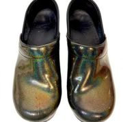 Dansko Iridescent Green Sparkle Leather Pro Comfort Clog