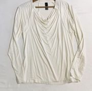 bobi Los Angeles Ivory Cowl Neck Long Sleeve Top Small