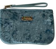 Crushed Velvet Light Blue Wristlet Bag