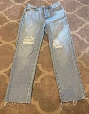 O’Neill straight leg light wash distressed denim jeans size 28