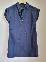 J. Crew Black Label Cotton Cap Sleeve Navy Shirt size Medium