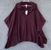 Women' Collar Cape Stretchy Jacket - a New Day Burgundy  One Size