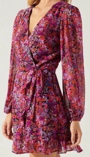 Sugar Lips chiffon floral mini wrap dress size small