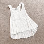 Ecote white tattered distressed tank top