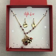 NWT Style & Co Red Charm Earring & Necklace Set, New in Box Retail $24.50