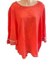 Rebecca Malone orange boho 100% cotton blouse size 1X