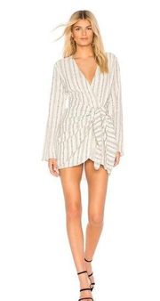 L'ACADEMIE Revolve The Meadow Dress Striped White Gray Long Sleeve  Size S