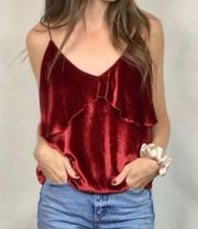 alice + olivia Sultry Red Velvet Silk Blend Cami Top Blouse