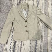 L.L. Bean Light Khaki Blazer Jacket Women's Size 6‎ Petite