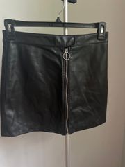 Faux Leather Zip-Up Mini Skirt