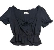 Urban Outfitters Gothic  Puff Sleeve Blouse in Black