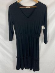 Loveappella Long Sleeve V Neck Black Dress Size Medium