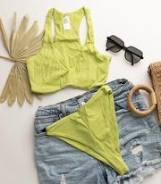 NWOT Naked wardrobe lime green bikini set