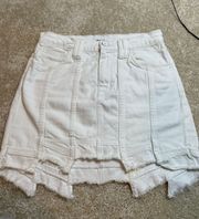 White Denim Step Hem Skirt