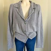 JASON MAXWELL gray grandpa core button front cardigan sweater with collar