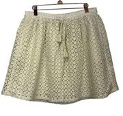 LUCKY 🍀 BRAND CREAM EYLET LINED MINI SKIRT WITH POCKETS EUC NEVER WORN SZ XL