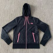 The North Face Black and Pink Windbreaker Jacket with Hood