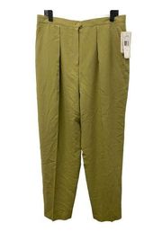 NWT Jones New York Trouser Pants Celery Green High Waist Pleated Front 100% Wool