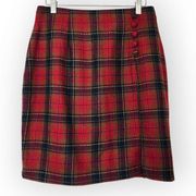 Vintage NYCC Dark Academia Red Plaid Goth Wool Blend Mini Skirt 10