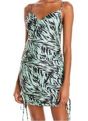 WAYF Leola Ruched Zebra Camisole Slip Dress Size XS