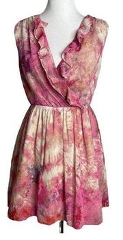 Rachel Roy Mini Dress Pink Pastel Ruffled Open Back Bon Voyage Women's Size 0