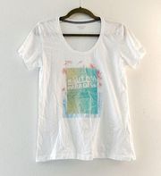 Nautica Tee White Short Sleeve Scoop Neck w/ Embroidered Logo Sz L EUC