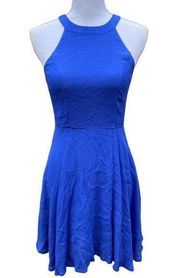 Minkpink Blue Dress High Neck Skater Style Women's Size Extra Small