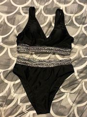 SheIn Cheetah print and black bikini set. Size S