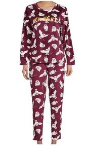 Harry Potter Wizarding World Hogwarts Hedwig Fleece Pajama Set Size Small