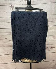 Lucy & Laurel Size 10 Navy Blue Lacy Skirt Lacy Pattern FP