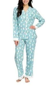 Munki Munki Womens Snowman Flannel Pajama Set Super Soft Cozy XXLarge