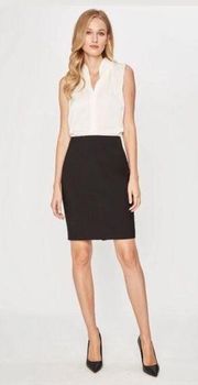 NWT Elie Tahari Bennet Pencil Skirt Black Wool Classic Professional Size 12