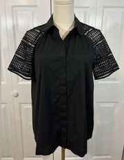 Lafayette 148 Short Sleeve Button Down Shirt