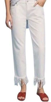 Hyphen White Denim Frayed Jeans Size 27