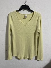 Yellow Long Sleeve V-Neck Top