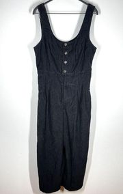 Free People  Sz 12 Erykah Corset Jumpsuit Overall in Black Corduroy