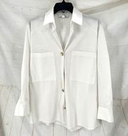 Magaschoni white gold button down blouse S/P