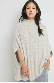 Anthropologie Akemi + Kim Rosie Pointelle Knit Poncho Sweater Cream One Size