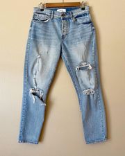 Distressed Straight Leg Jeans