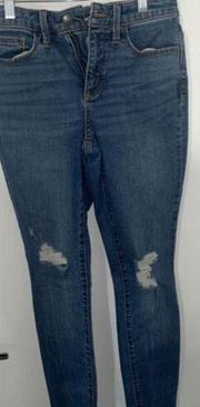 Universal Thread Jeans Blue Denim Skinny Crop Distressed Knees Size 00/24R