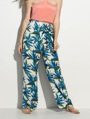 Ella Moss Tropical Print Straight Leg Vacation Tie Waist Pants Size small