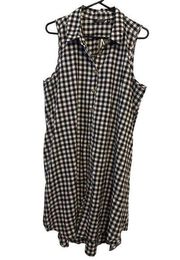 NEW Mlle Gabrielle Shirt Dress XL Extra Large Black White Check Sleeveless Midi