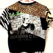 NEW Alice + Olivia patchwork band fringe tee patchwork  Ed Sheeran can halen S