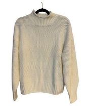 Chunky Cable Knit Women's Cozy Turtle Neck Sweater Cream Small NWOT