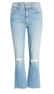 Mother The Insider Crop Step Fray Blue Denim Jeans New 